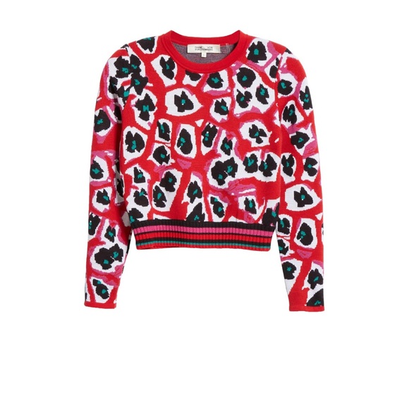 Diane von Furstenberg $398 Harrison Crewneck Pullover Sweater XS Red Wool Blend - Picture 9 of 16